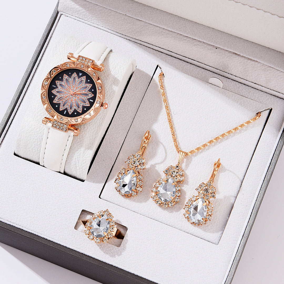 Womens Quartz Watch and Jewellery Set in White | Confetti Living