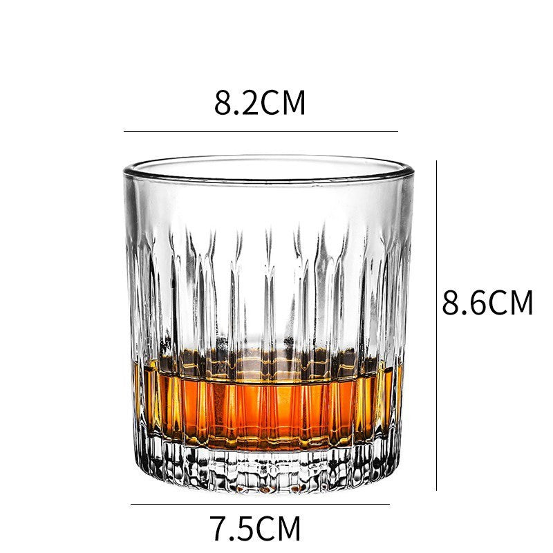 Home Bar Crystal Whiskey Glasses showing Striped Design with dimensions | Confetti Living