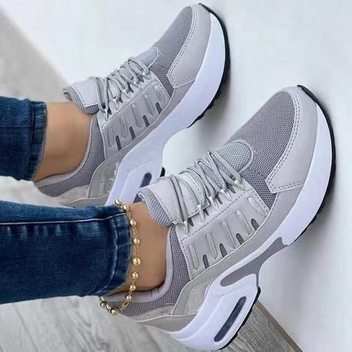 Women's Lace Up Wedge Heel Running Shoes in Grey | Confetti Living