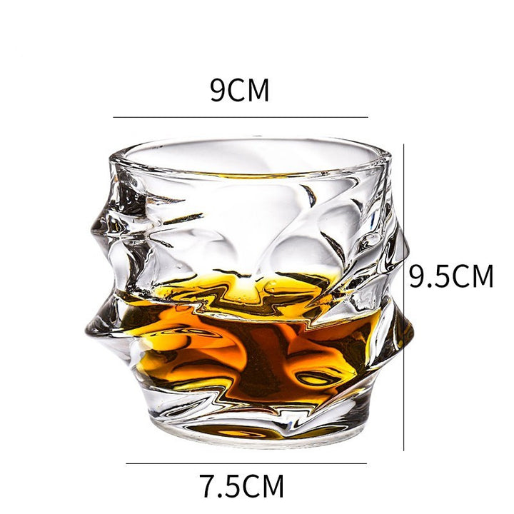 Home Bar Crystal Whiskey Glasses showing Wave Design with dimensions | Confetti Living