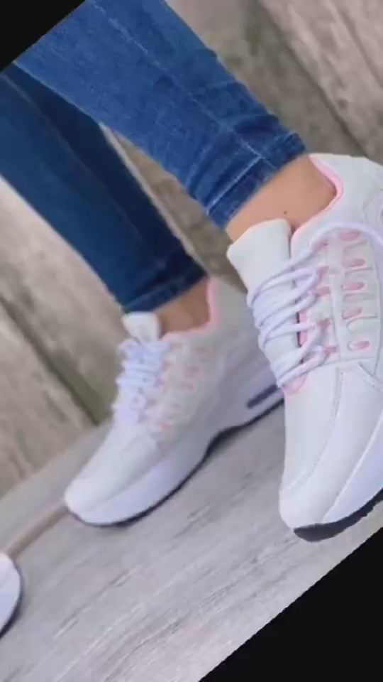 Women's Lace Up Wedge Heel Running Shoes showing Video | Confetti Living