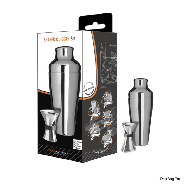 Bar Tools Shaker & Jigger Set Chrome | Confetti Living