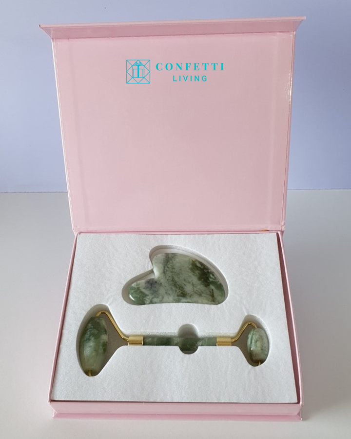Luxury Aventurine Face Roller and Gua Sha Set | Confetti Living