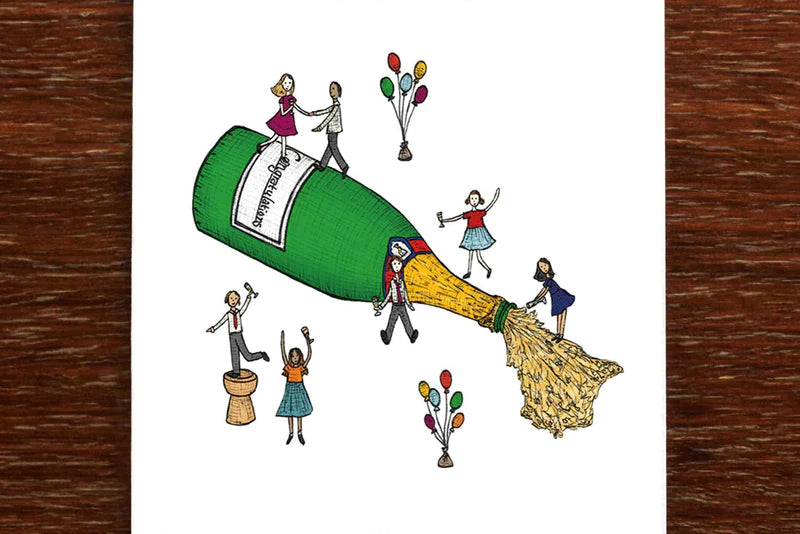 Card - Congratulations Champagne Party Greeting Card | Confetti Living