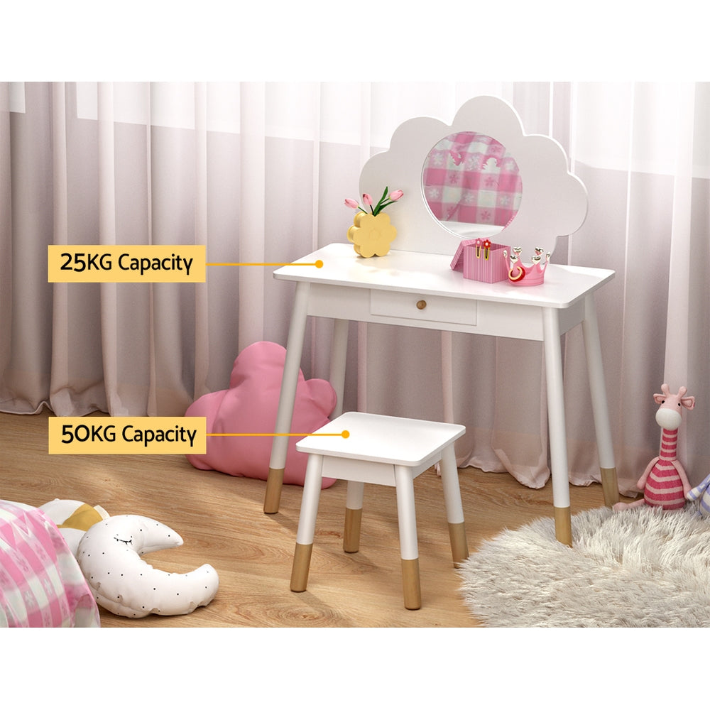 Keezi Kids Vanity Makeup Dressing Table and Chair Set with Cloud Mirror | Confetti Living