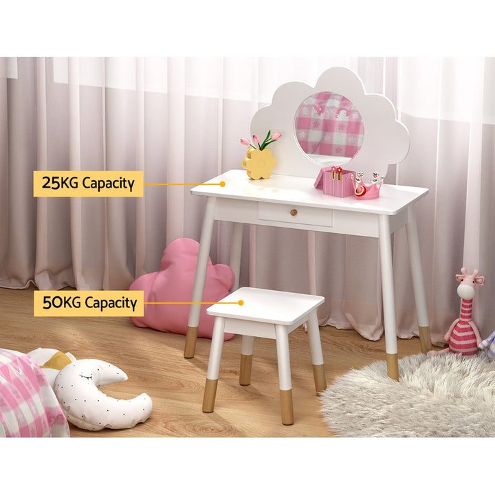 Keezi Kids Vanity Makeup Dressing Table and Chair Set with Cloud Mirror | Confetti Living