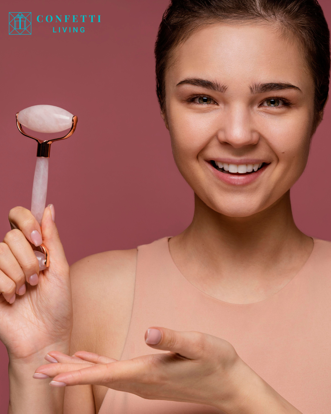 Luxury Rose Quartz Face Roller and Gua Sha Set