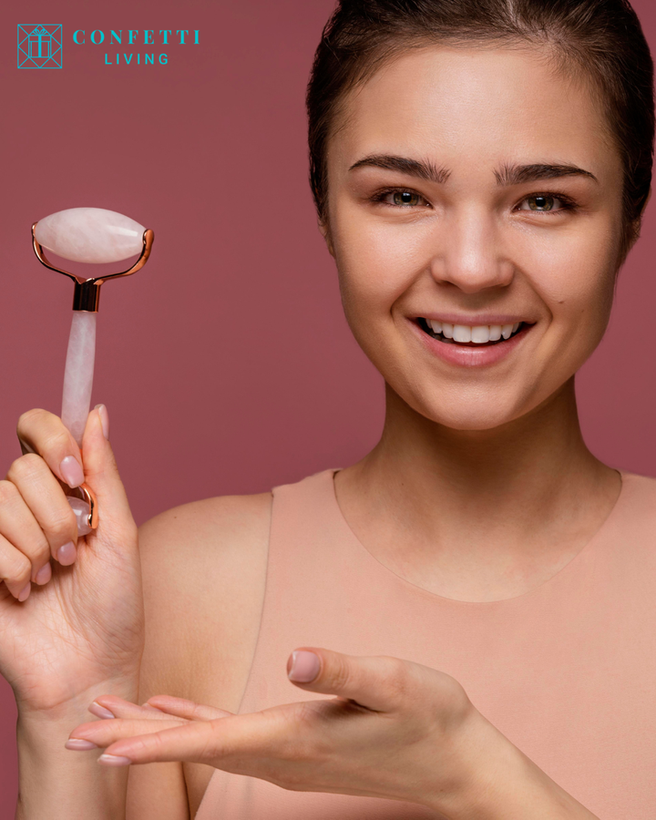 Luxury Rose Quartz Face Roller and Gua Sha Set