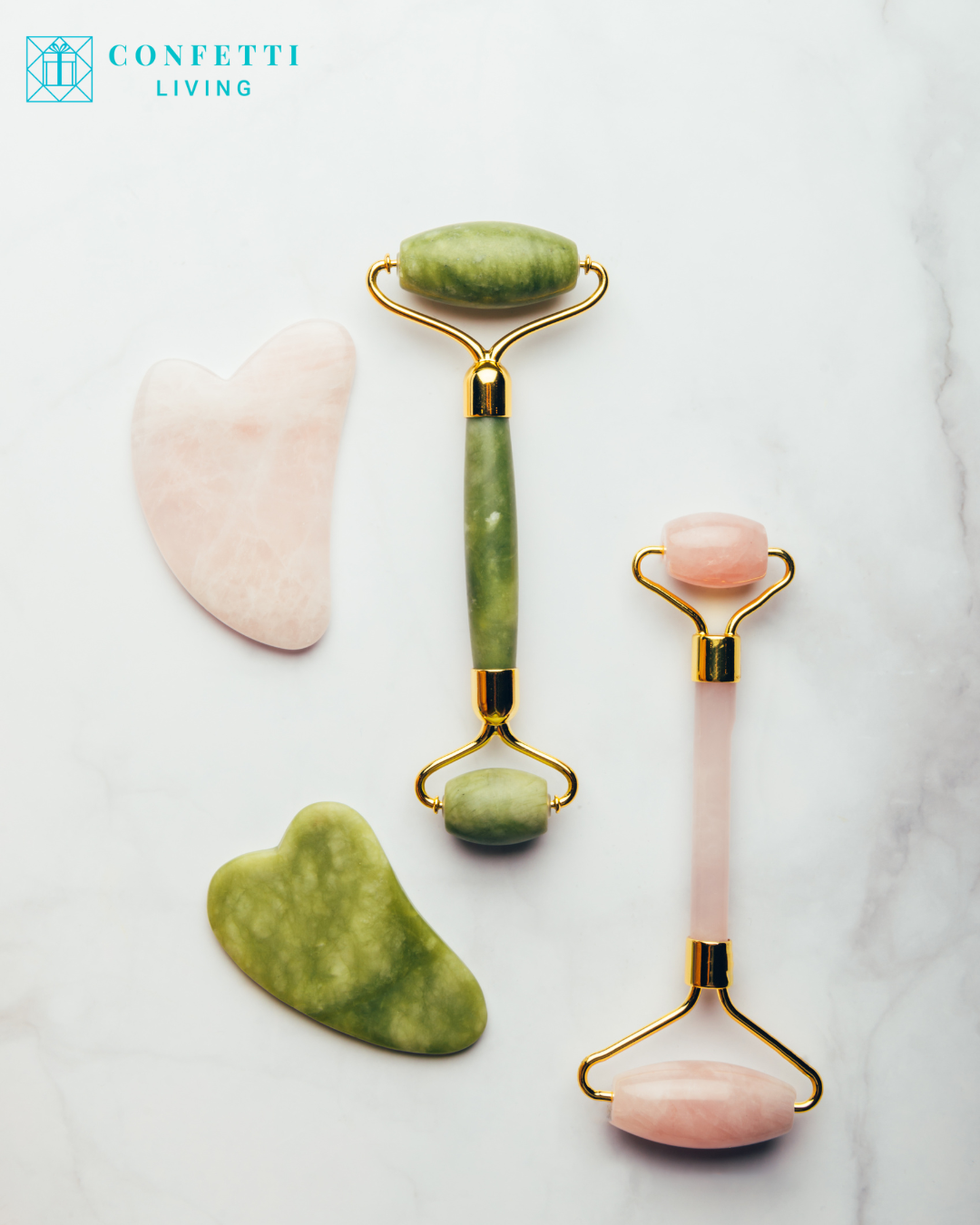 Luxury Aventurine Face Roller and Gua Sha Set | Confetti Living