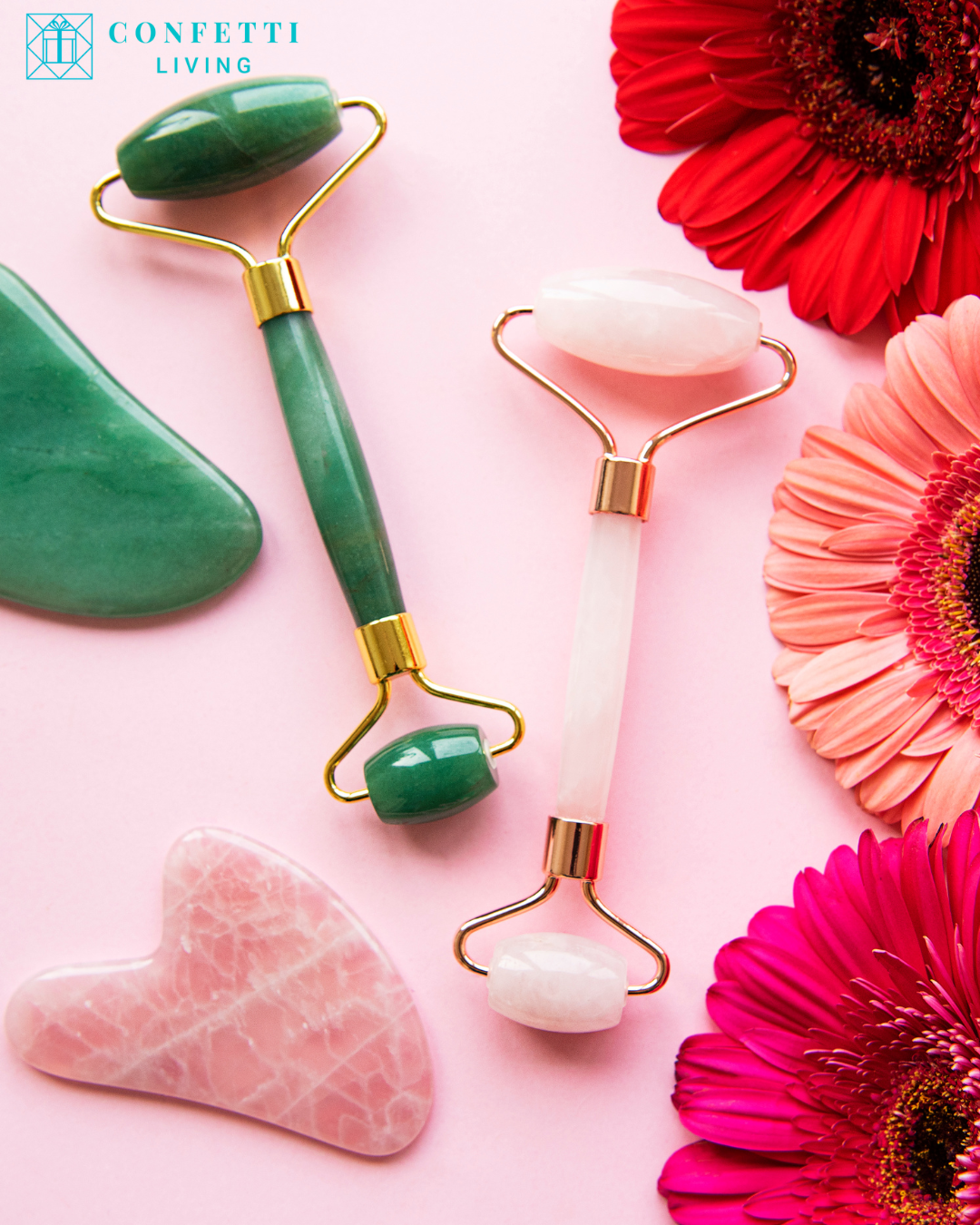 Luxury Green Jade Roller and Gua Sha Set | Confetti Living