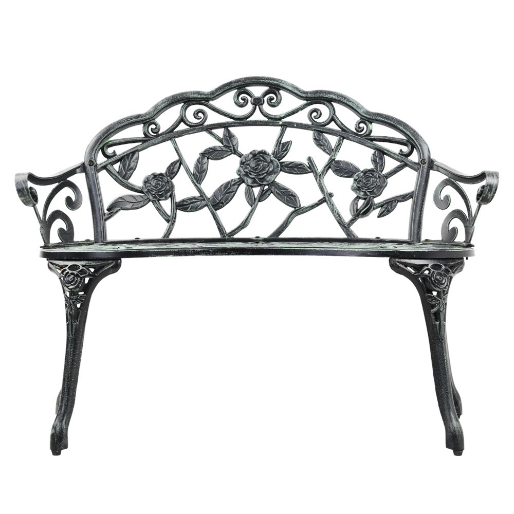 Gardeon Green Victorian Garden Bench showing front perspective | Confetti Living