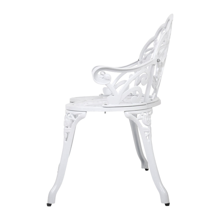 Gardeon White Victorian Garden Bench showing side perspective | Confetti Living