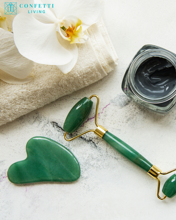 Luxury Green Jade Roller and Gua Sha Set
