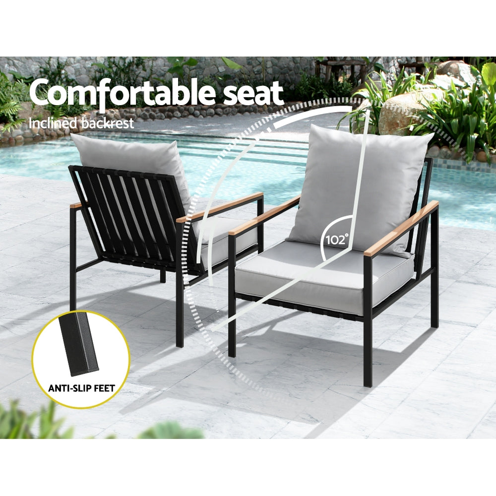 Gardeon 3-piece Outdoor Lounge Setting showing featutres | Confetti Living