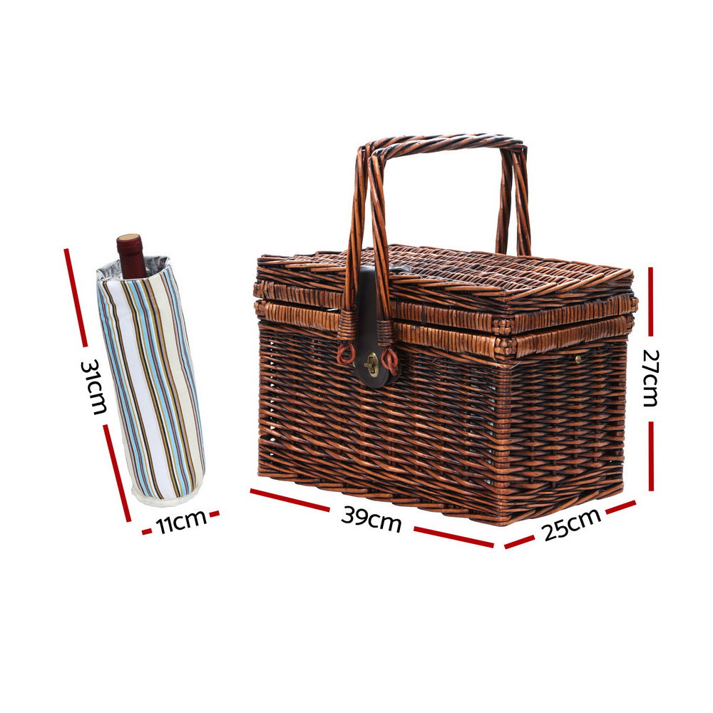 Alfresco 4 Person Picnic Basket Set Deluxe Folding Outdoor Insulated Liquor bag | Confetti Living