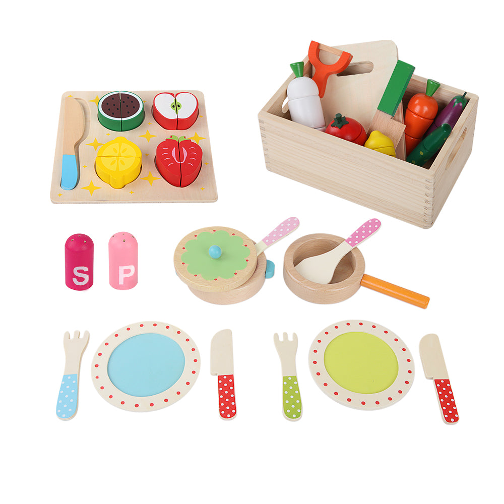 Childrens Keezi Kitchen Toy Food and Cooking Utensils - Wooden Toys | Confetti Living