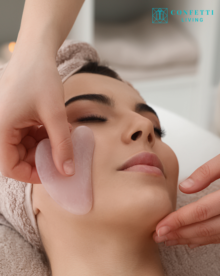 Luxury Rose Quartz Face Roller and Gua Sha Set | Confetti Living