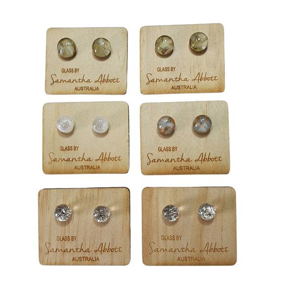 Glass Stud Earrings White Tones Collection | Confetti Living