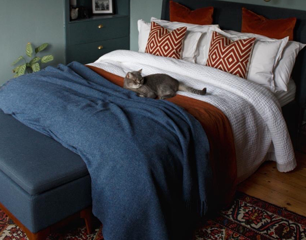 Brighton Throw Rug - 100% NZ Wool - Navy | Confetti Living