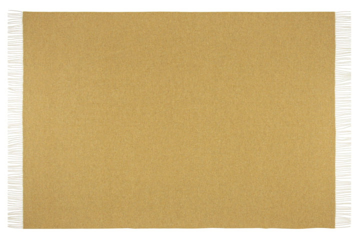 Hampton Ochre Merino Wool Throw Rug showing product open | Confetti Living