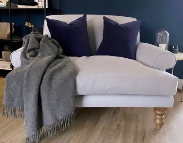 Hampton Slate Merino Wool Throw Rug showing product in use | Confetti Living