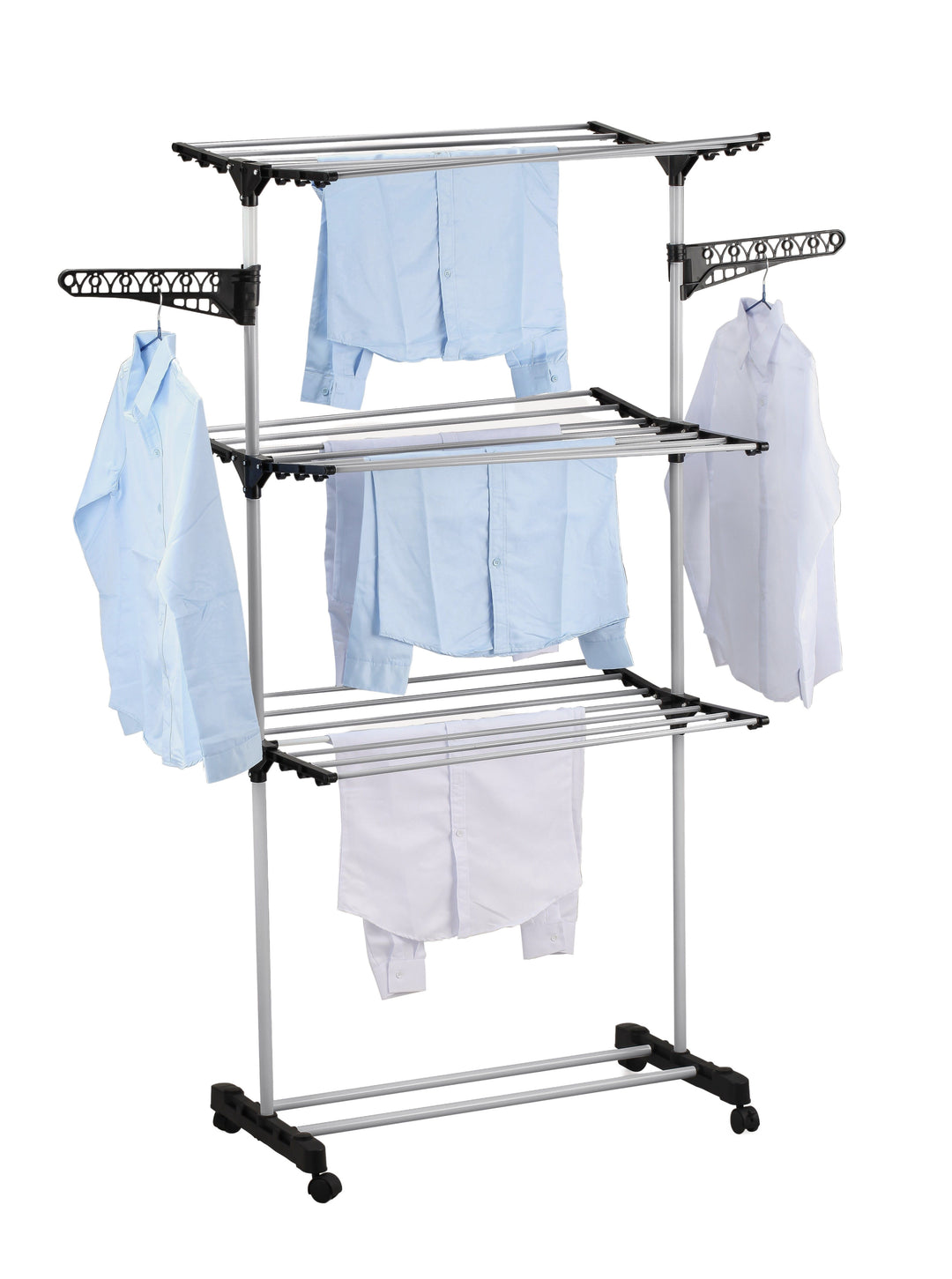 Folding 3-Tier Clothes Laundry Drying Rack shown in use | Confetti Living