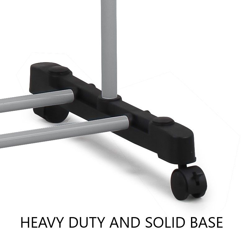 Folding 3-Tier Clothes Laundry Drying Rack showing base and casters | Confetti Living