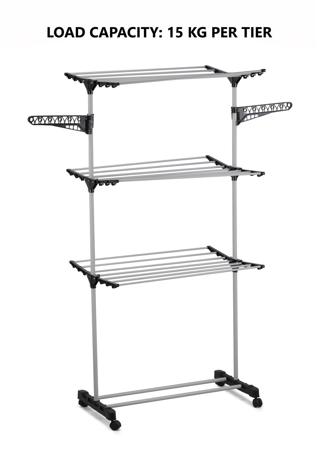 Folding 3-Tier Clothes Laundry Drying Rack showing load capacity  | Confetti Living
