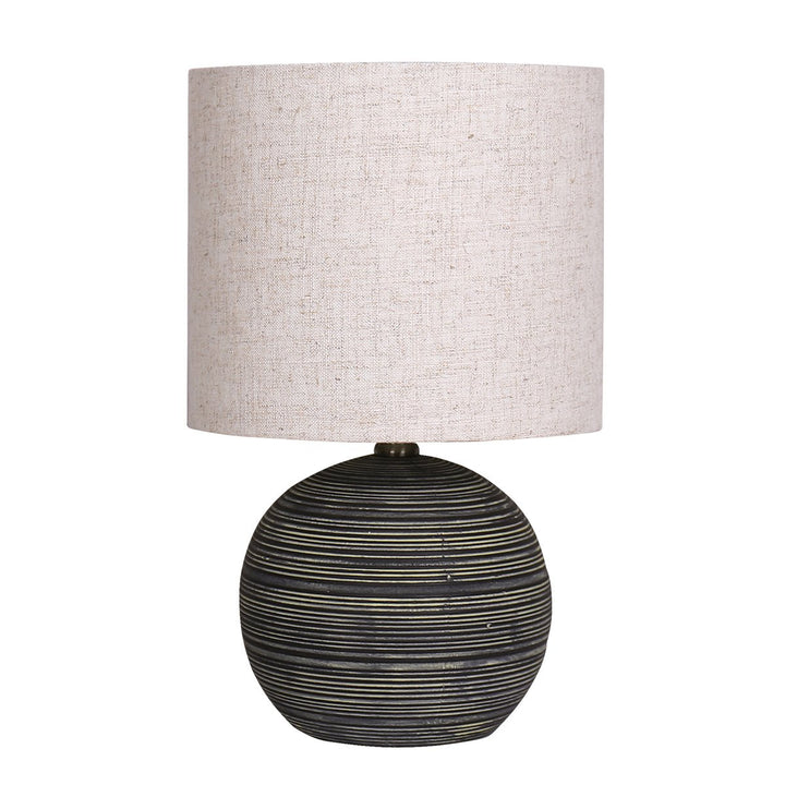 Sarantino Ceramic Table Lamp With Striped Pattern In Antique Black | Confetti Living