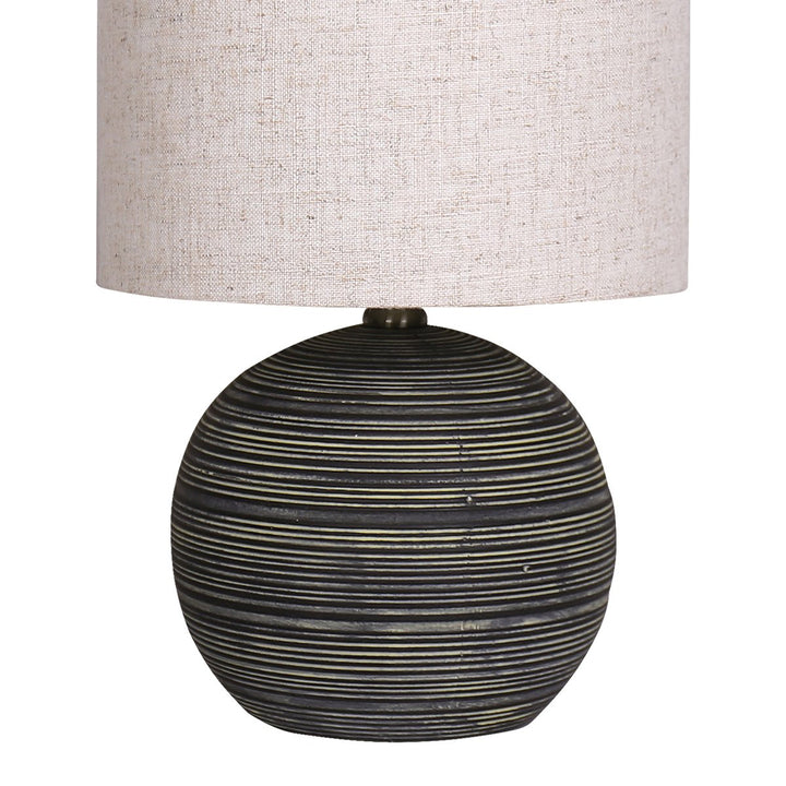 Sarantino Ceramic Table Lamp With Striped Pattern In Antique Black | Confetti Living