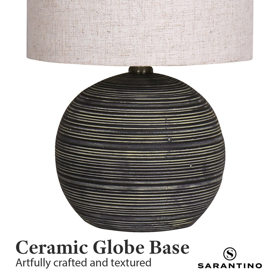 Sarantino Ceramic Table Lamp With Striped Pattern In Antique Black | Confetti Living