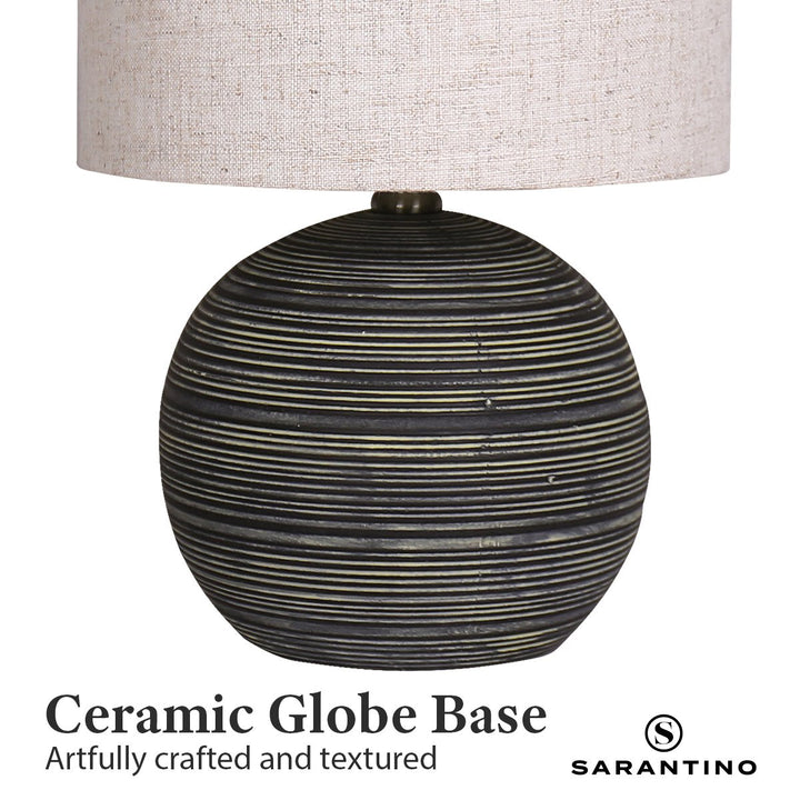 Sarantino Ceramic Table Lamp With Striped Pattern In Antique Black | Confetti Living