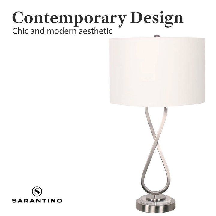 Sarantino Contemporary Table Lamp In Nickel Finish | Confetti Living