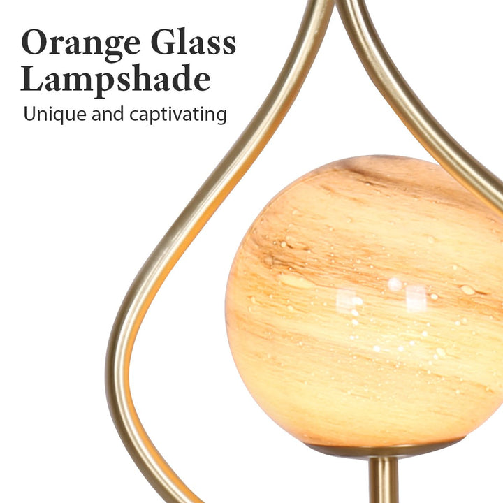 Sarantino Sculptural Orange Glass Table Lamp With White Marble Base | Confetti Living