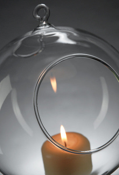 Hanging Glass Ball Tealight Candle Holder Small showing close up perspective | Confetti Living