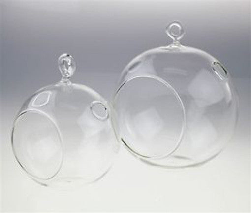 Hanging Glass Ball Tealight Candle Holder Small showing empty vessels | Confetti Living