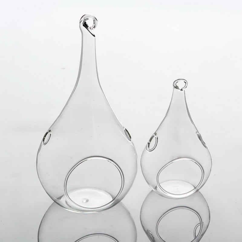 Hanging Glass Teardrop Tealight Candle Holder Large | Confetti Living