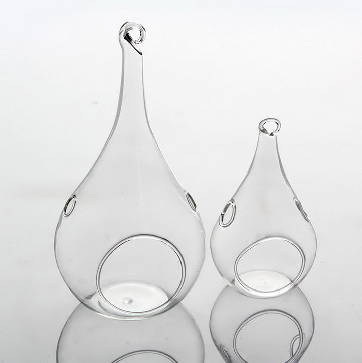 Hanging Glass Teardrop Tealight Candle Holder Large | Confetti Living