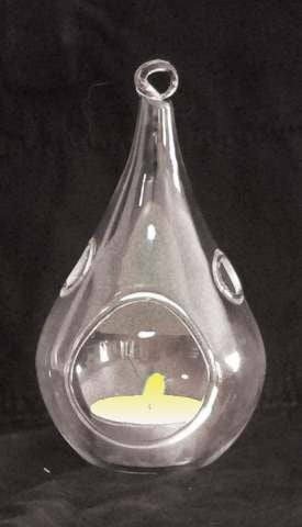 Hanging Glass Teardrop Tealight Candle Holder Large shown in use | Confetti Living