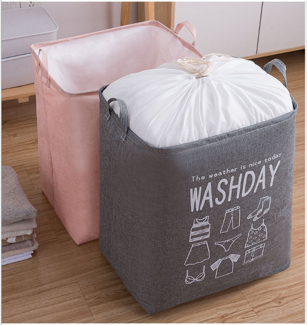 Collapsible Linen Laundry Hamper in Grey | Confetti Living