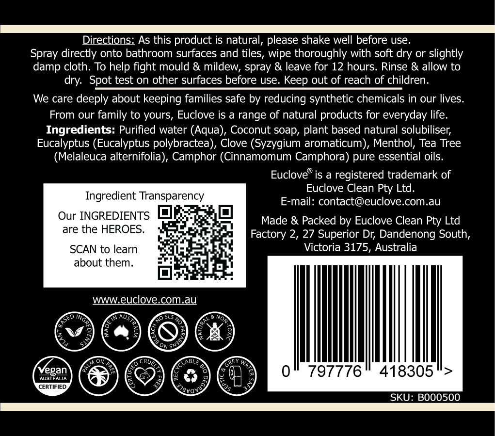 Natural Bathroom Cleaner 500ml | Confetti Living