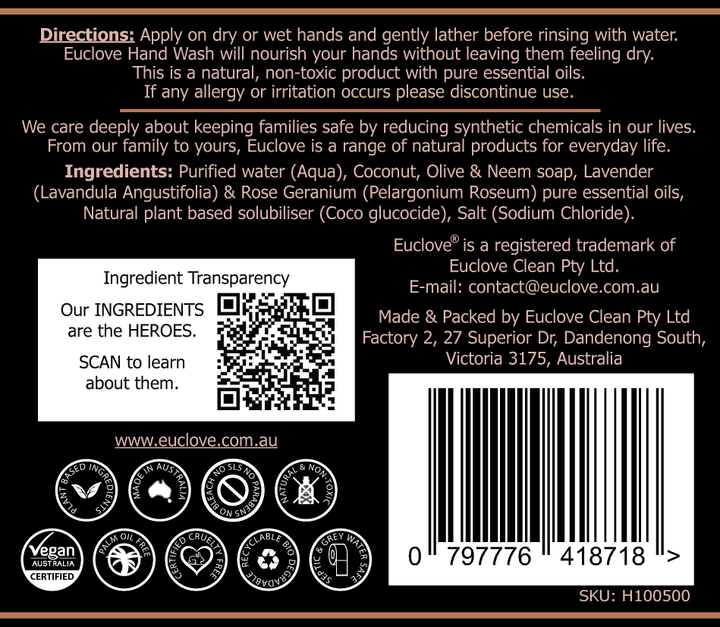 Natural Hand Wash Lavender and Rose Geranium 500ml | Confetti Living