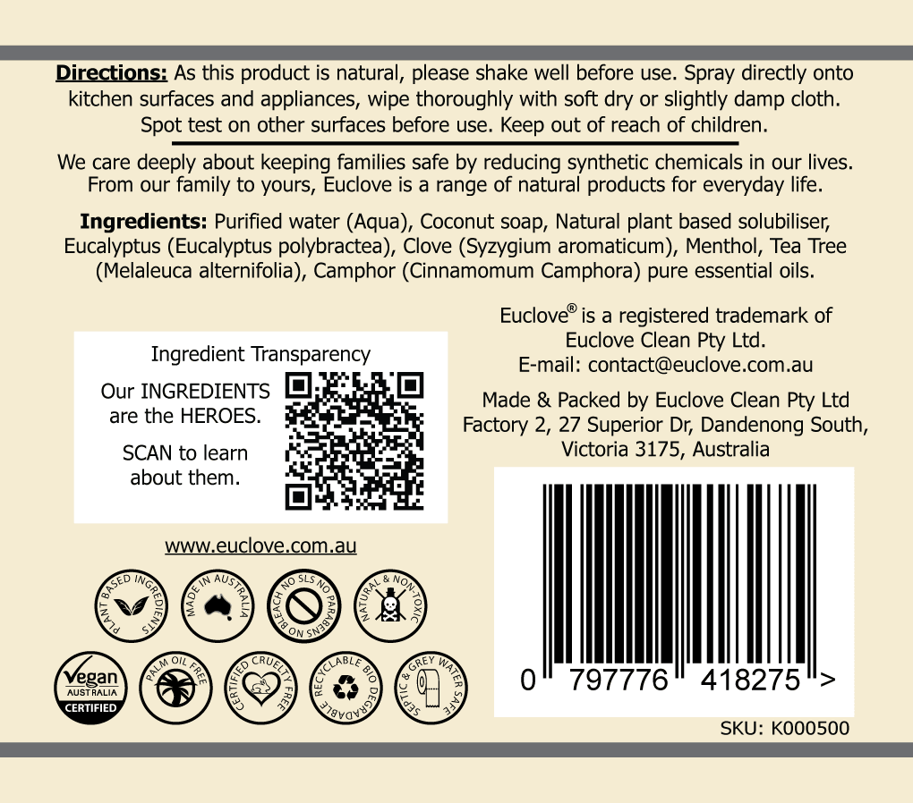 Natural Kitchen Cleaner 500ml | Confetti Living