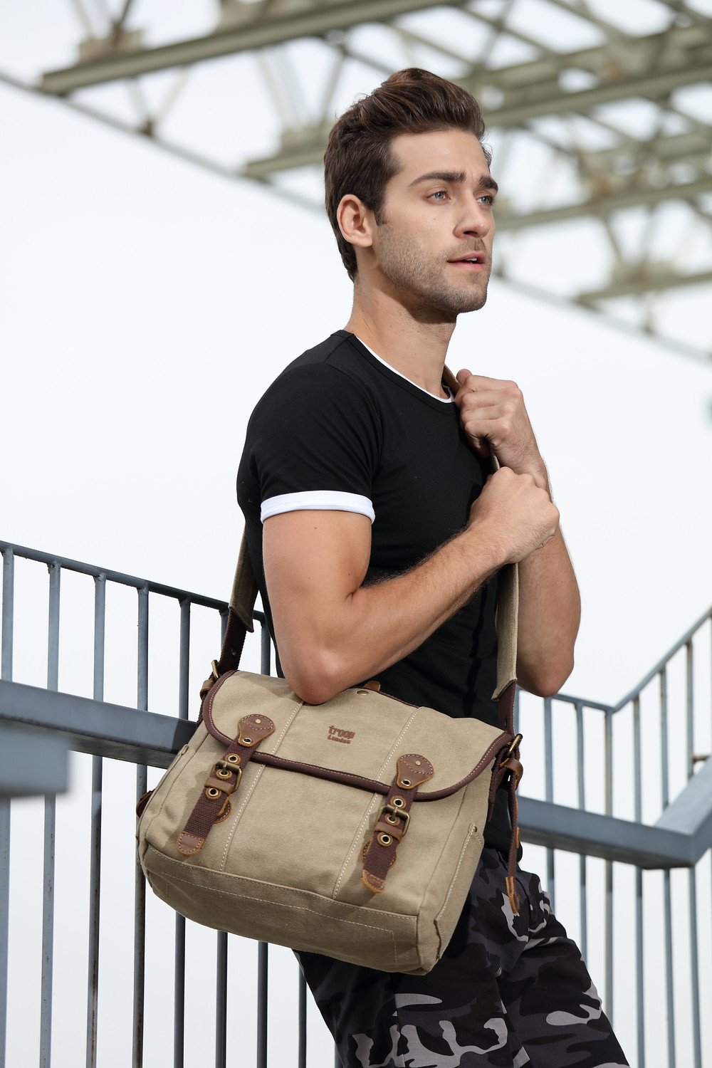 Troop London Dalton Washed Stone Satchel Bag | Confetti Living