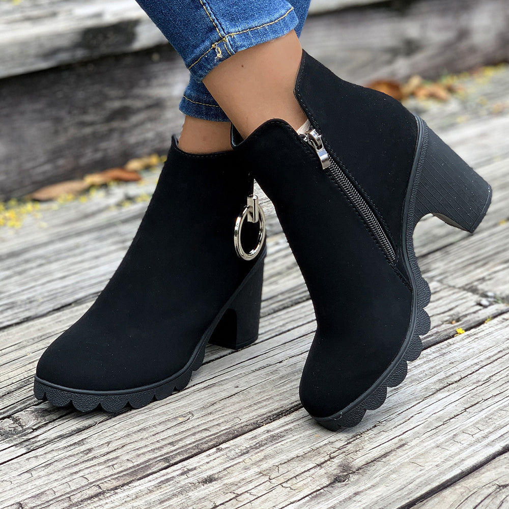 Women's High Heel Round Toe Ankle Boots | Confetti Living