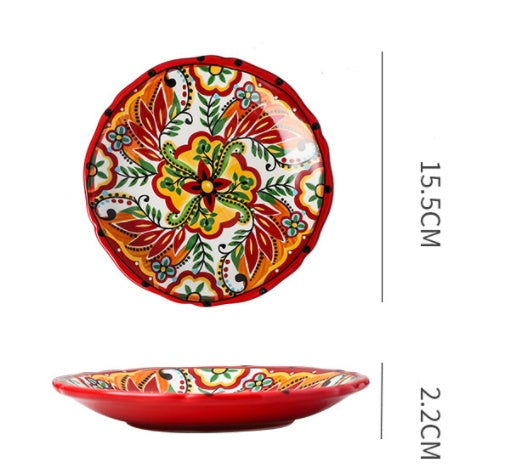 Bohemiam Glazed Ceramic Serving Plates