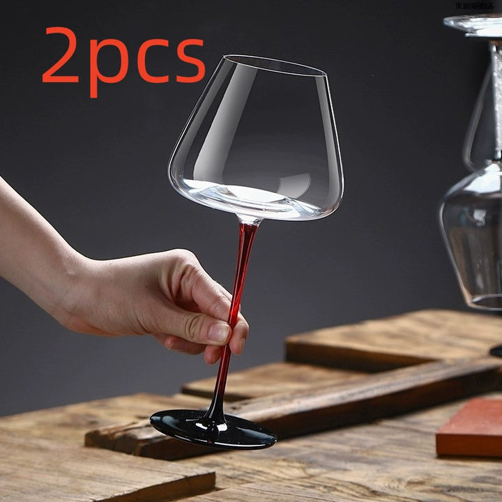 Home Bar Luxury Glass Gyro Wine Decanter showing Red Wine Glass 2 pack | Confetti Living