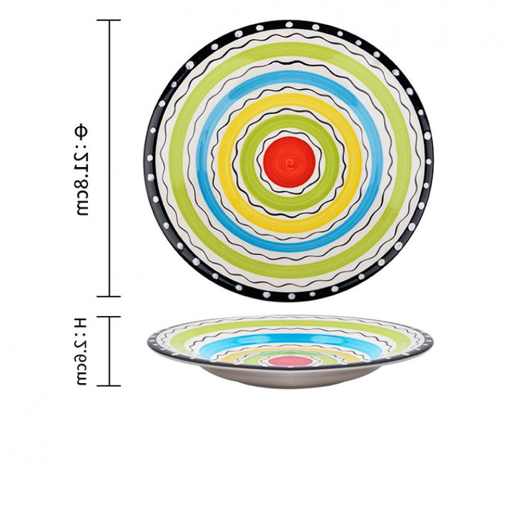 Colourful Glazed Ceramic Steak Plates showing Rainbow Design | Confetti Living