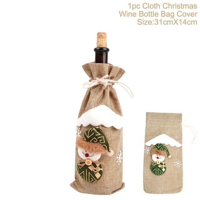 Christmas Wine Bottle Covers Showing Snowman | Confetti Living