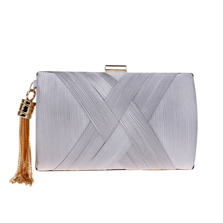 Women's Tassel Clutch Bag in Silver with Regular Clasp | Confetti Living